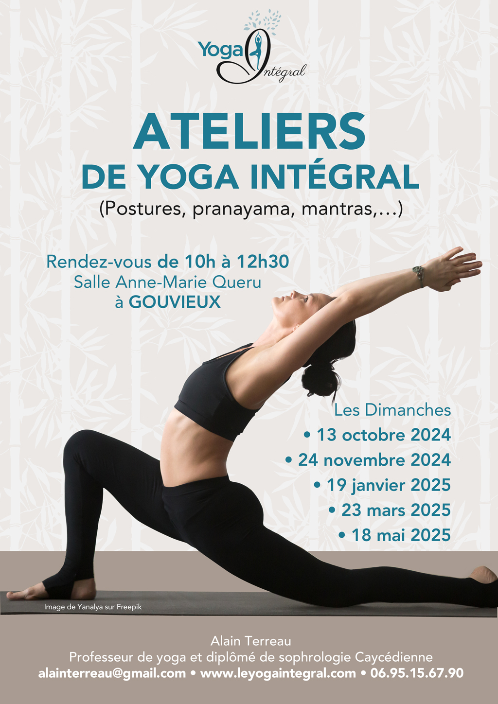 Affiche des ateliers de yoga intégral de 2024 - 2025